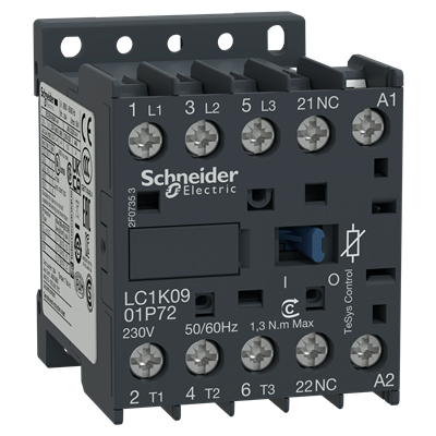 Power contactor TeSys K AC3 9A 3P 1NC coil 24VAC box terminals