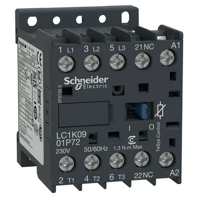 Power contactor TeSys K AC3 9A 3P 1NC coil 24VAC box terminals