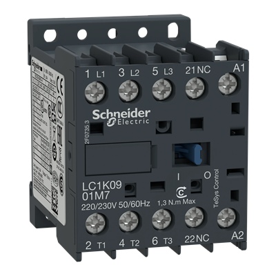 Power contactor TeSys K AC3 9A 3P 1NC coil 48VAC box terminals