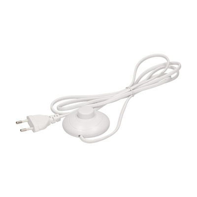 Power cord with footswitch and flat plug, 2m, white