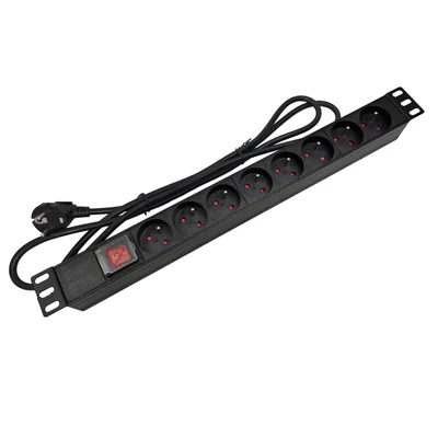 Power strip 19 230V - 8 sockets (type E - CEE 7/5), with LED switch, 3.0m cable CEE 7/7 ALANTEC