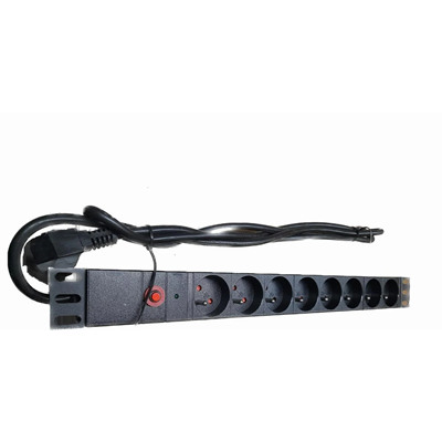 Power strip 19" 8 sockets with grounding and surge protection filter 2m black