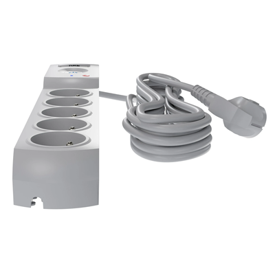 Power strip with fuse and surge protection professional 5 sockets 2 USB ports length 1.5m 10A 230V 2300W gray