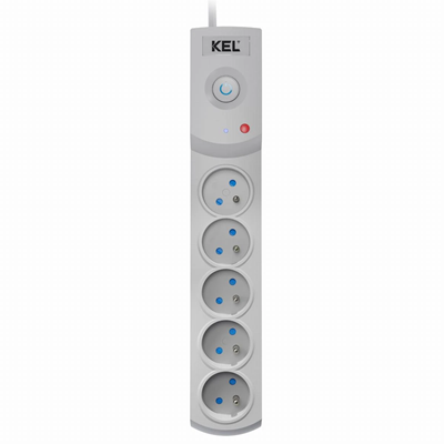 Power strip with fuse and surge protection professional 5 sockets length 1.5m 10A 230V 2300W gray