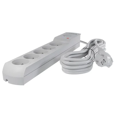 Power strip with fuse and surge protection professional 5 sockets length 1.5m 10A 230V 2300W gray