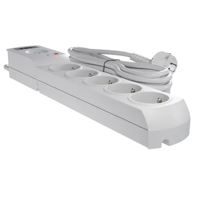 Power strip with fuse and surge protection professional 5 sockets length 3m 10A 230V 2300W gray