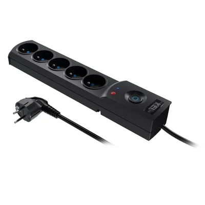 Power strip with fuse and surge protection professional 5 sockets length 5m 10A 230V 2300W black