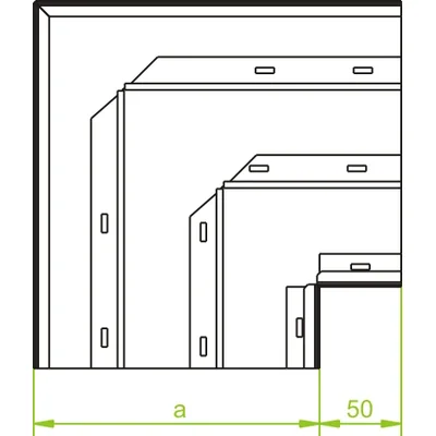 Pozinkované tříkolejné koleno, šířka 250 mm, výška 38 mm