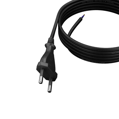 PP-11/3M/2X0,75/OMY P Connection cable with flat plug; 2x0,75; H03VVH2-F (OMYp); 3m; black
