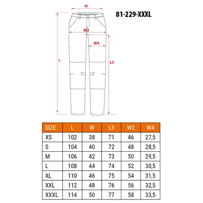 Pracovní kalhoty DENIM s 5 kapsami, velikost XXXL