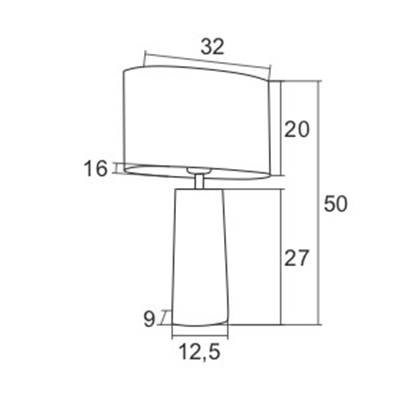 PRATO Lampa stołowa 50cm 60W E27 IP20 niebieska