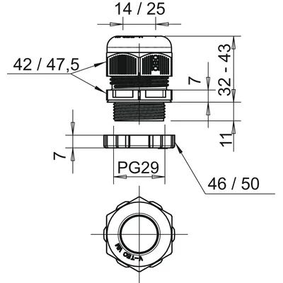 Prensaestopas V-TEC PG29+ LGR con tuerca de seguridad