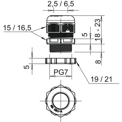 Prensaestopas V-TEC PG7+ LGR con tuerca de seguridad