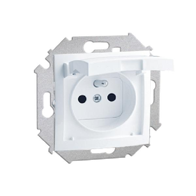 Presa 2P+Z IP44 con guarnizione e copribinari bianchi