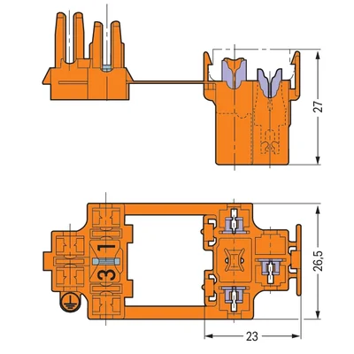 Presa 3 poli 1,5mm² 2xL, 1xPE arancione