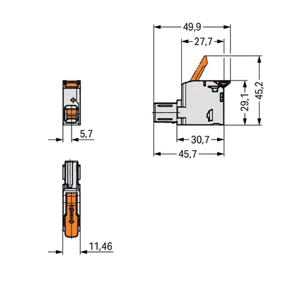 Presa a leva CAGE CLAMP® a 1 filo con innesto a pressione, grigio chiaro