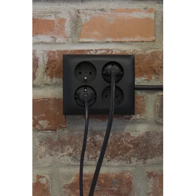 Presa a muro Simon Aquaclick WA-CGSZ4Cx-xx-49Ax, Schuko, 4 posti, coperchio trasparente, IP44, 16A, 250V~, connettori rapidi; nera