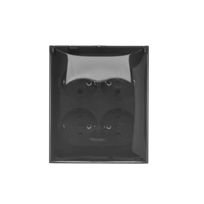 Presa a muro Simon Aquaclick WA-CGSZ4Zx-xx-49Ax, Schuko, 4 posti, coperchio trasparente con otturatori, IP44, 16A, 250V~, morsetti a vite; nera