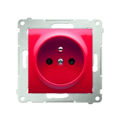 Presa a spina con messa a terra e otturatori (modulo) 16A 250V rossa