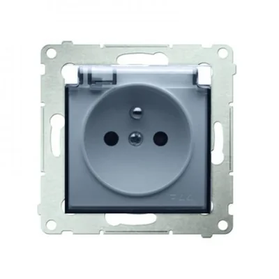 Presa a spina per versione IP44 con otturatori e guarnizione cornice (modulo) 16A 250V coperchio trasparente oro (metallizzato)