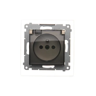 Presa a spina per versione IP44 con otturatori e guarnizione cornice (modulo) 16A 250V coperchio trasparente oro (metallizzato)