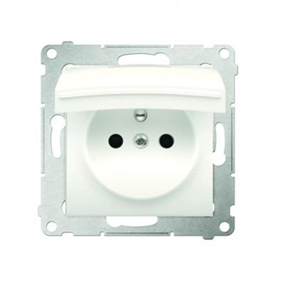 Presa a spina per versione IP44 con otturatori e guarnizione cornice (modulo) 16A 250V coperchio trasparente panna