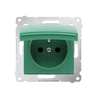 Presa a spina per versione IP44 con otturatori per più cornici (modulo) 16A 250V verde