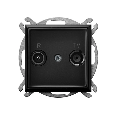 Presa ARIA RTV passante 10 dB, nero metallizzato