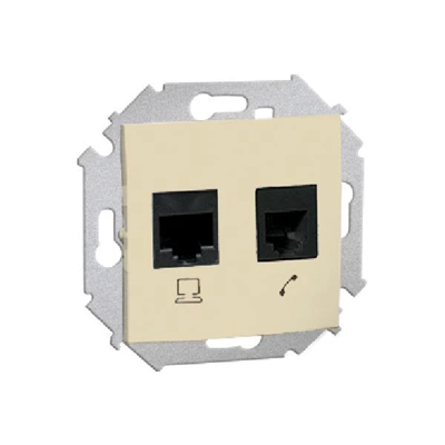 Presa computer e telefono RJ45 cat.6 + RJ12 (modulo) beige