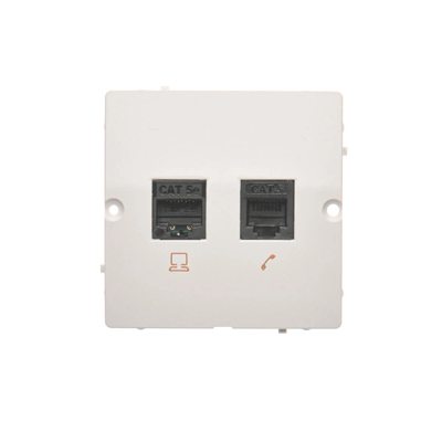 Presa computer RJ45 cat.5e + RJ12 (modulo) bianco