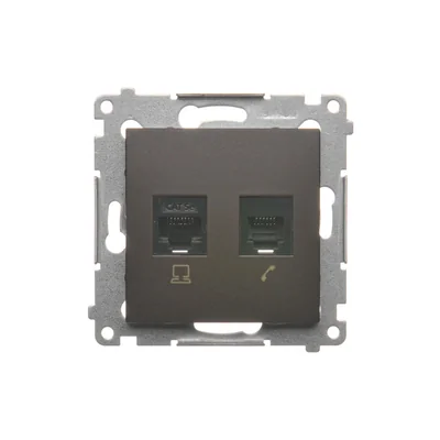 Presa computer RJ45 cat.5e + RJ12 (modulo) marrone metallizzato opaco