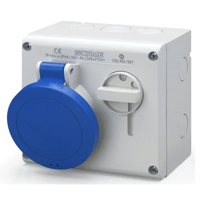 Presa con interruttore 2P+T 16A IP44