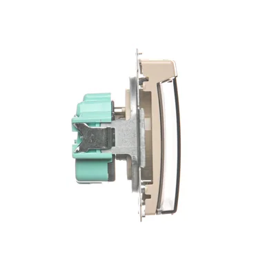 Presa con messa a terra, resistente agli spruzzi d'acqua IP44 (modulo), 16A, 250V, morsetti a vite. Patta trasparente, beige