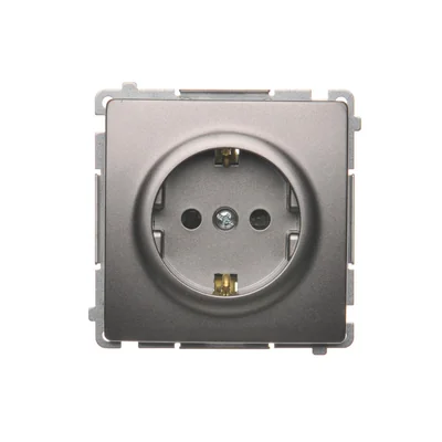 Presa con messa a terra Schuko (modulo), 230V, acciaio inox metallizzato