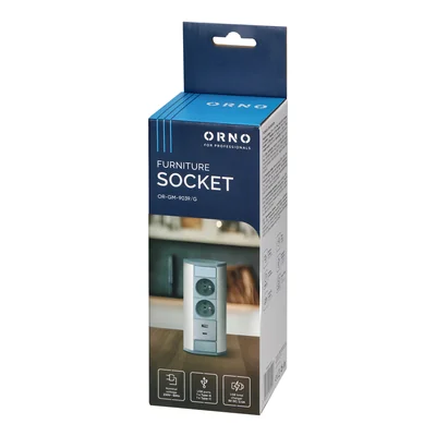 Presa da mobile 2x2P+Z, 2xUSB (tipo A+C; 2,4 A), grigio-argento