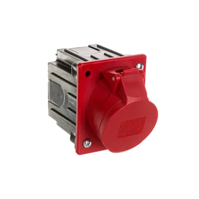 Presa da pannello angolare con scatola da incasso 16A 400V 3P+Z+N IP44
