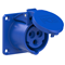Presa da pannello diritta 16A 2P+Z 230V 50/60Hz 6h IP44, flangia 65X65, interasse viti 52X52