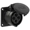 Presa da pannello diritta 16A 3P+Z 400V 50/60Hz 6h IP44, flangia 70X70, interasse viti 56X56, serie MIDNIGHT