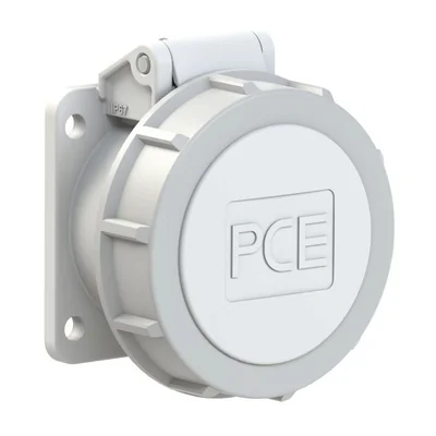 Presa da pannello diritta 32A 2P 24/42V DC 10h IP66/67 (flangia 54X60, interasse fori 44X44), contatti nichelati