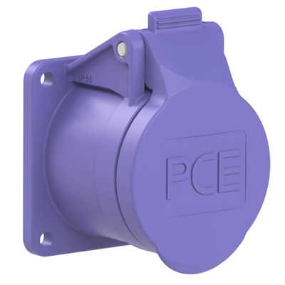 Presa da pannello diritta 32A 2P 24V 50/60Hz IP44/54 (flangia 55X55, interasse fori 45X45), contatti nichelati