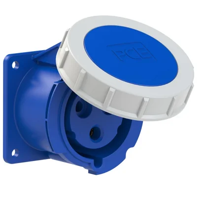 Presa da pannello diritta 32A 2P+Z 230V 50/60Hz 6h IP67, flangia 75X75, interasse viti 60X60, contatti nichelati