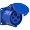 Presa da pannello diritta 32A 3P+Z 230V 50/60Hz 9h IP44, flangia 70X70, interasse viti 56X56