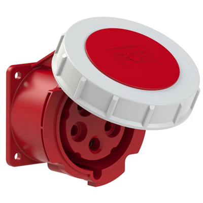 Presa da pannello diritta 32A 3P+Z+N 400V 50/60Hz 6h IP67, flangia 70X70, interasse viti 56X56