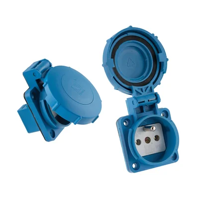 Presa da pannello VZ con messa a terra, 16A, 250V, blu, IP67