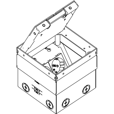 Presa di corrente UDHOME2 con incasso per rivestimento pavimento, doppia presa VDE, acciaio inox