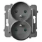 Presa doppia ARIA con otturatori di messa a terra e percorso corrente, modulo senza cornice - grigio opaco GP-2URAZP/m/70