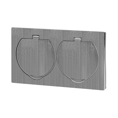 Presa doppia da incasso tipo francese, IP55, acciaio inox
