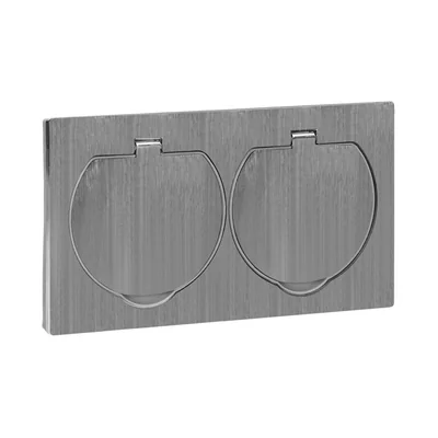 Presa doppia da incasso tipo francese, IP55, acciaio inox