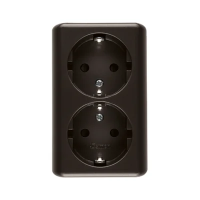 Presa doppia spina con messa a terra, tipo Schuko, con otturatori del percorso corrente, 16A 230V, connettori rapidi, antracite metallizzato