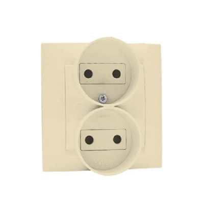 Presa doppia spina senza messa a terra con otturatori per percorsi corrente 16A 230V beige